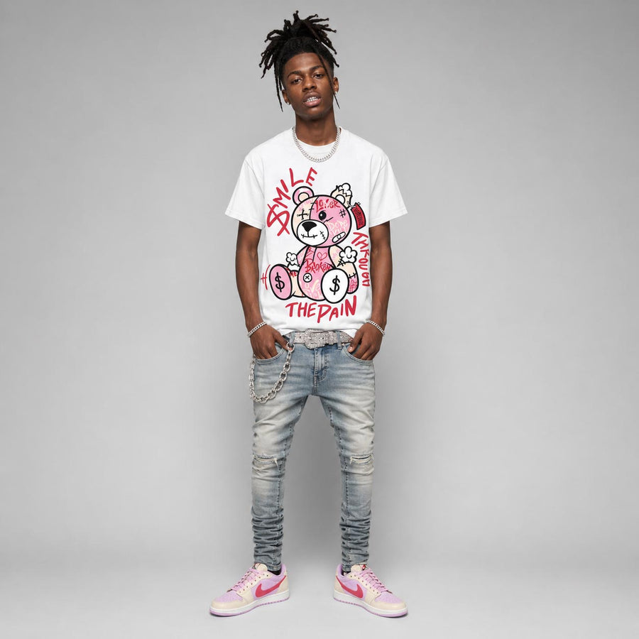 Travis Scott x “Pink Pack” 1s DopeSkill T-Shirt Smile Through The Pain Graphic