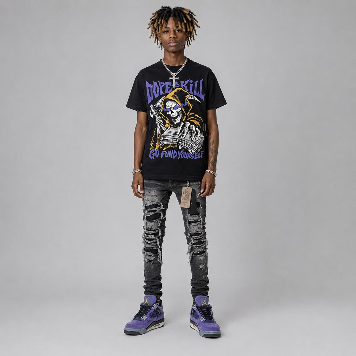 Lakers 4s DopeSkill T-Shirt Go Fund Yourself Graphic