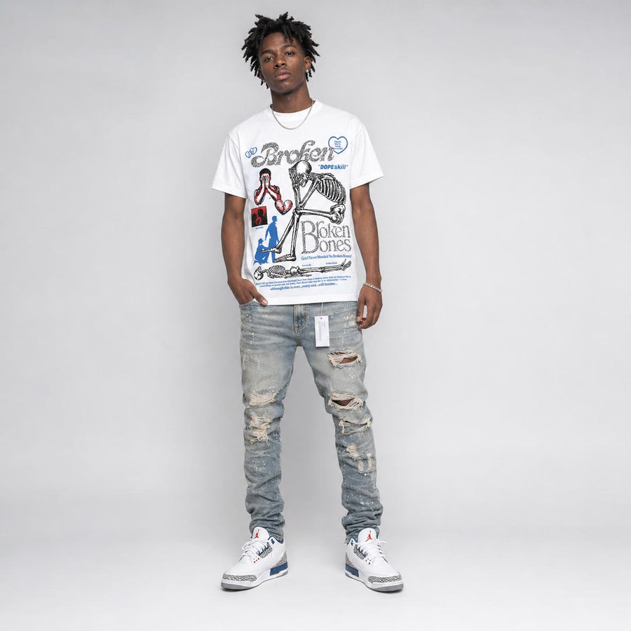 “True Blue” 3s DopeSkill T-Shirt Broken Bones Graphic