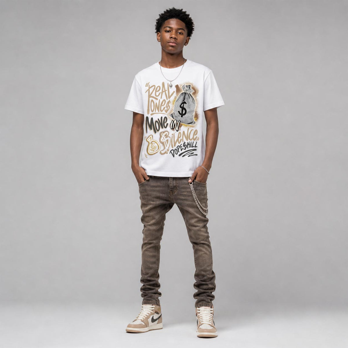 Shop Jacket 1s DopeSkill T-Shirt Real Ones Move In Silence Graphic