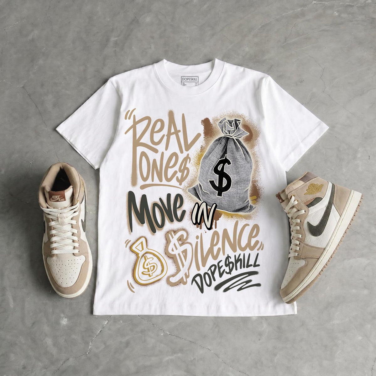 Shop Jacket 1s DopeSkill T-Shirt Real Ones Move In Silence Graphic