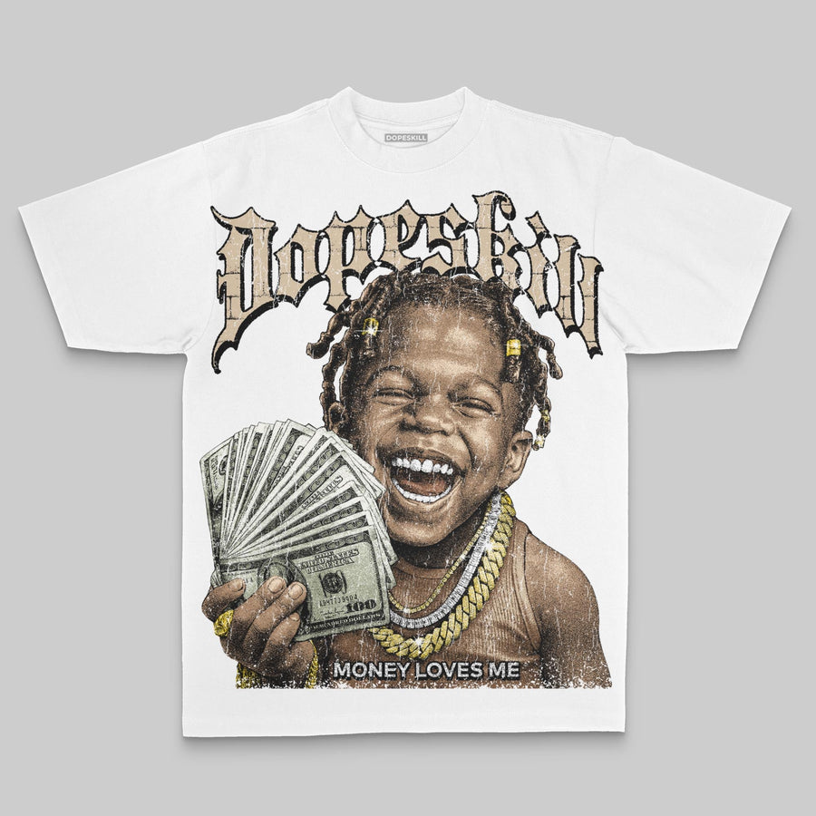 Brown Oversize Print Money Loves Me DopeSkill Graphic T-shirt
