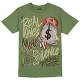 Olive Collection DopeSkill Olive T-shirt Real Ones Move In Silence Graphic