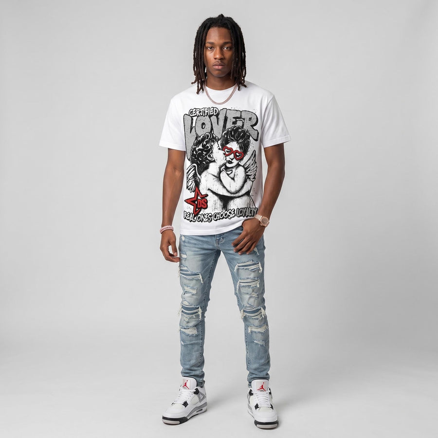 White Cement 4s DopeSkill Oversize Print T-Shirt Real Ones Choose Loyalty Graphic