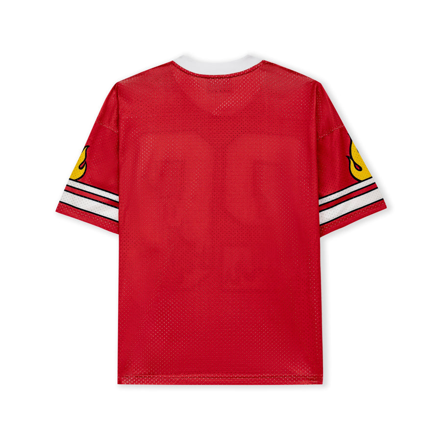 DopeSkill Oversized Jersey Streetwear Graphic Tee Cool V-Neck Red T-Shirt Fire 26 Graphic