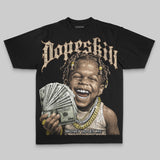 Brown Oversize Print Money Loves Me DopeSkill Graphic T-shirt