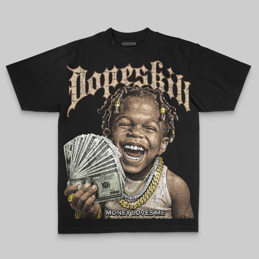 Brown Oversize Print Money Loves Me DopeSkill Graphic T-shirt
