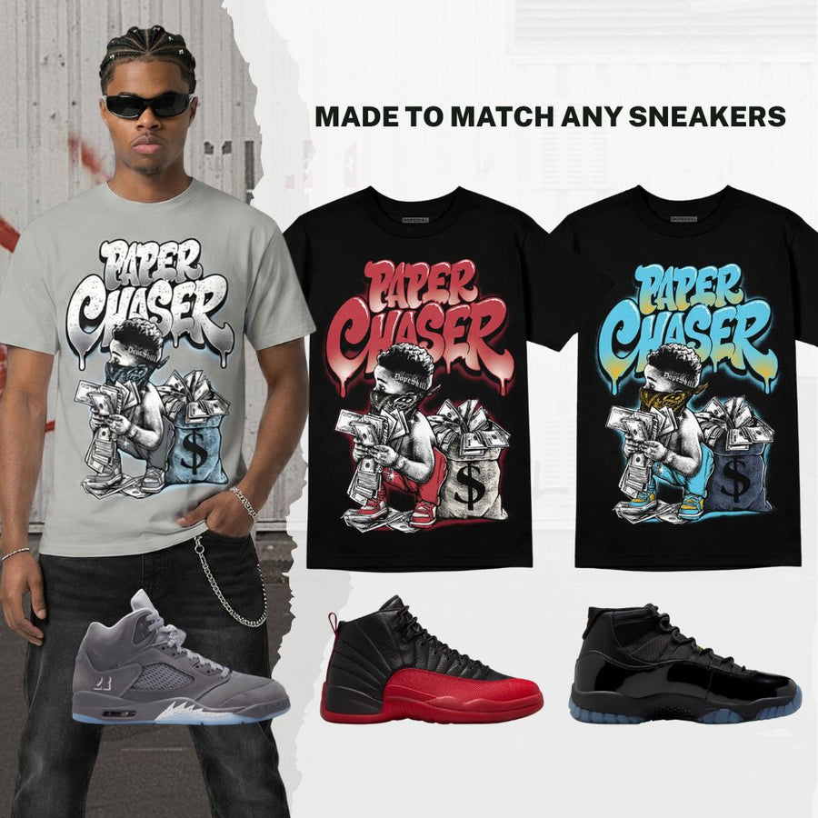 Wolf Grey 5s DopeSkill T-Shirt Paper Chaser Boy Graphic