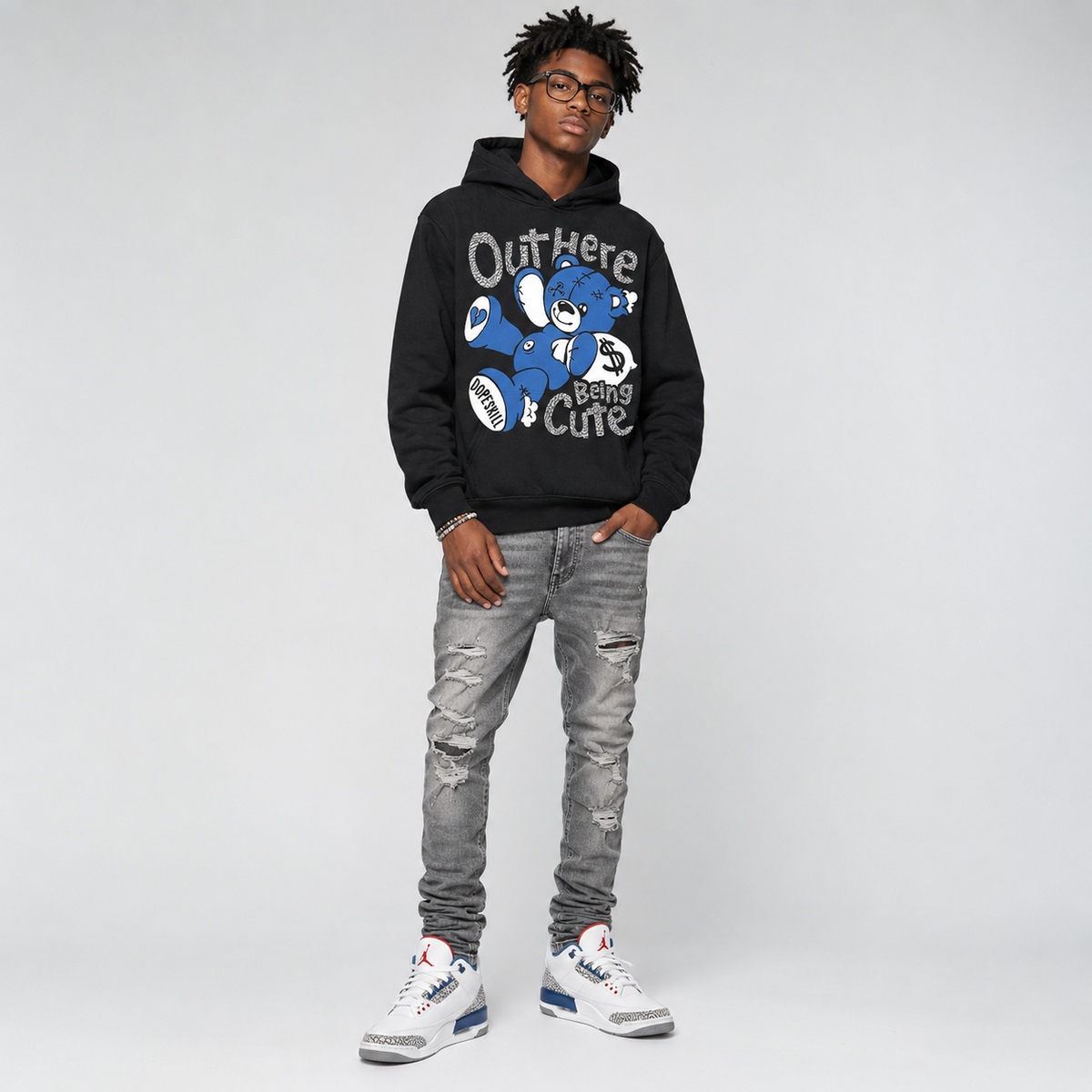 “True Blue” 3s DopeSkill Hoodie Sweatshirt Out Here Being Cute Graphic