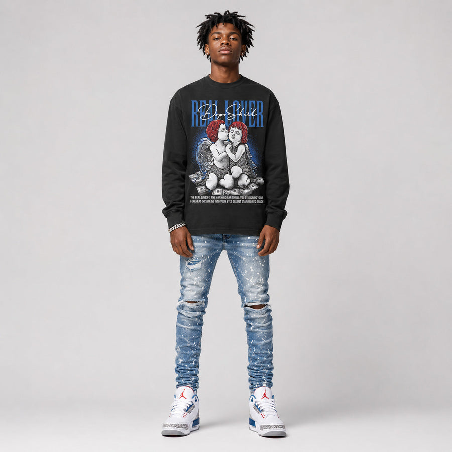 “True Blue” 3s DopeSkill Long Sleeve T-Shirt Real Lover Graphic