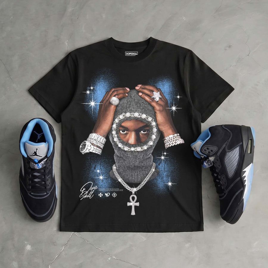Black University Blue 5s DopeSkill T-Shirt Key of Life Graphic