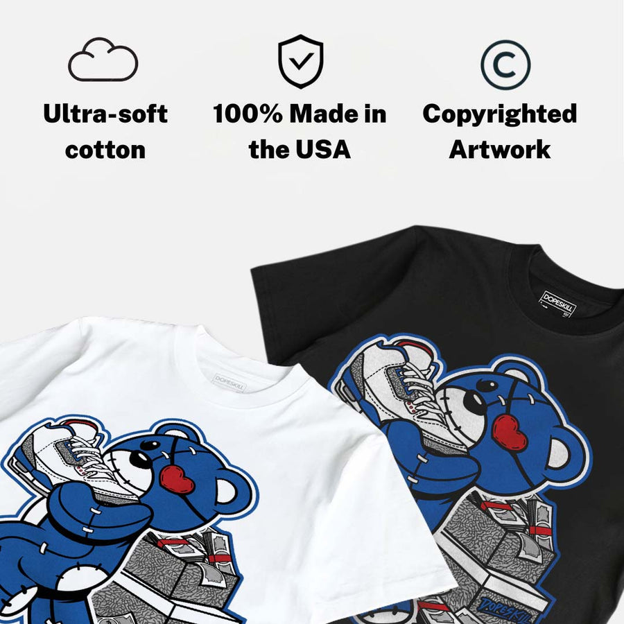 “True Blue” 3s DopeSkill T-Shirt Bear Steals Sneaker Graphic
