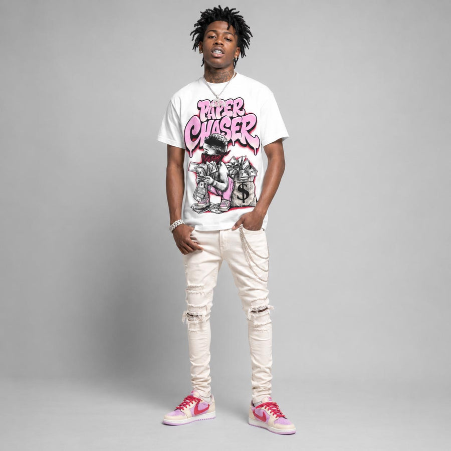 Travis Scott x “Pink Pack” 1s DopeSkill T-Shirt Paper Chaser Boy Graphic