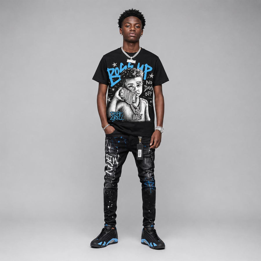 University Blue 14s DopeSkill T-Shirt Boss Up Graphic