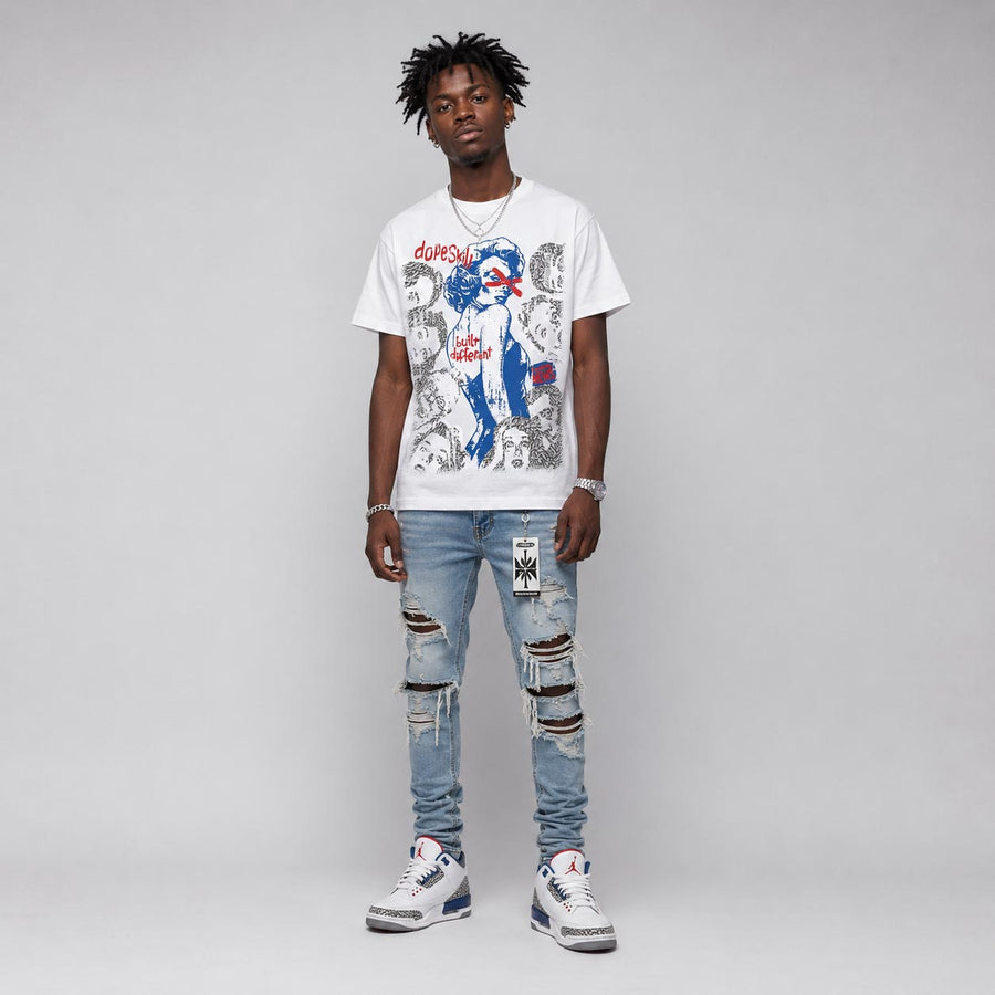 “True Blue” 3s DopeSkill T-Shirt Built Different Graphic