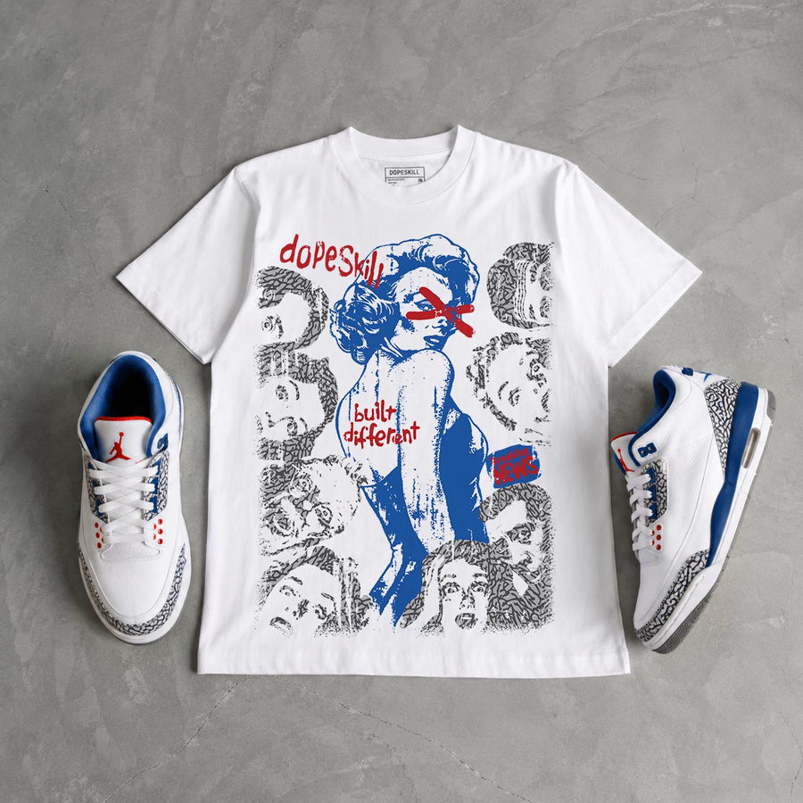 “True Blue” 3s DopeSkill T-Shirt Built Different Graphic