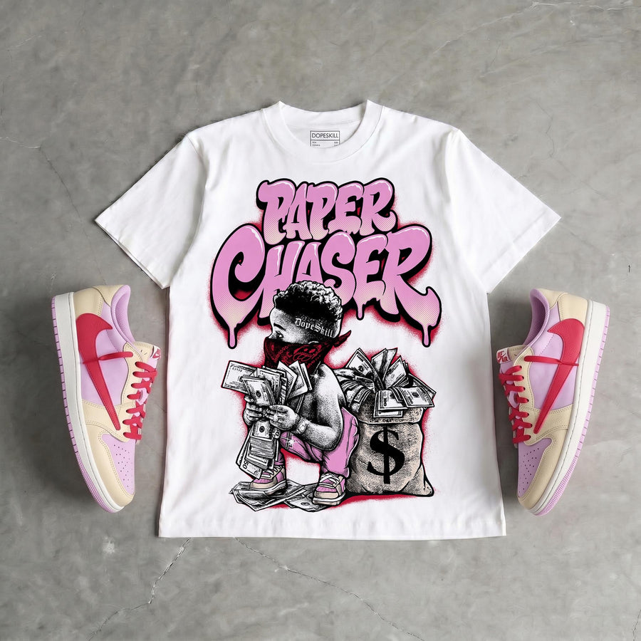 Travis Scott x “Pink Pack” 1s DopeSkill T-Shirt Paper Chaser Boy Graphic