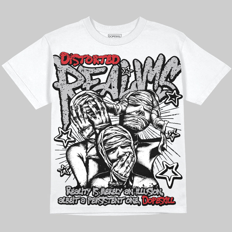 White Cement 4s Oversize Print 'Distorted Realms' DopeSkill Graphic T-shirt