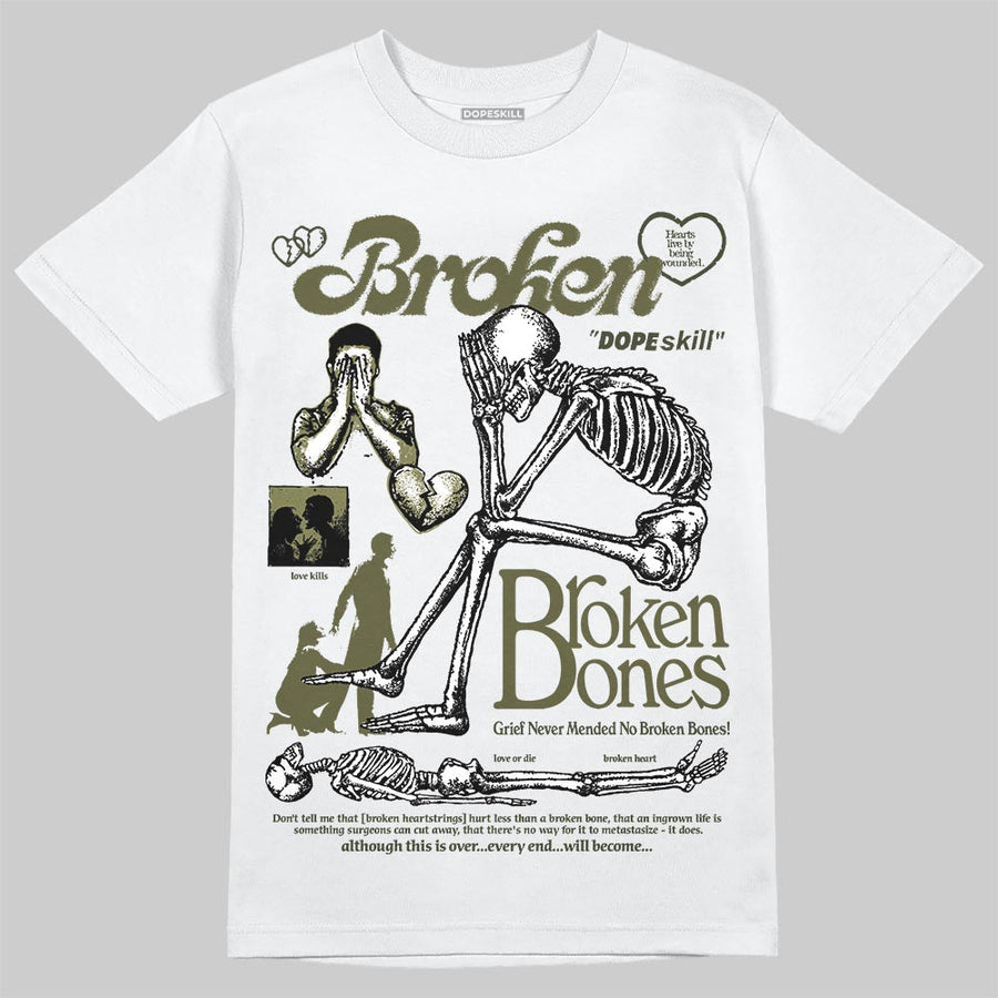 Medium Olive 3s DopeSkill T-Shirt Broken Bones Graphic