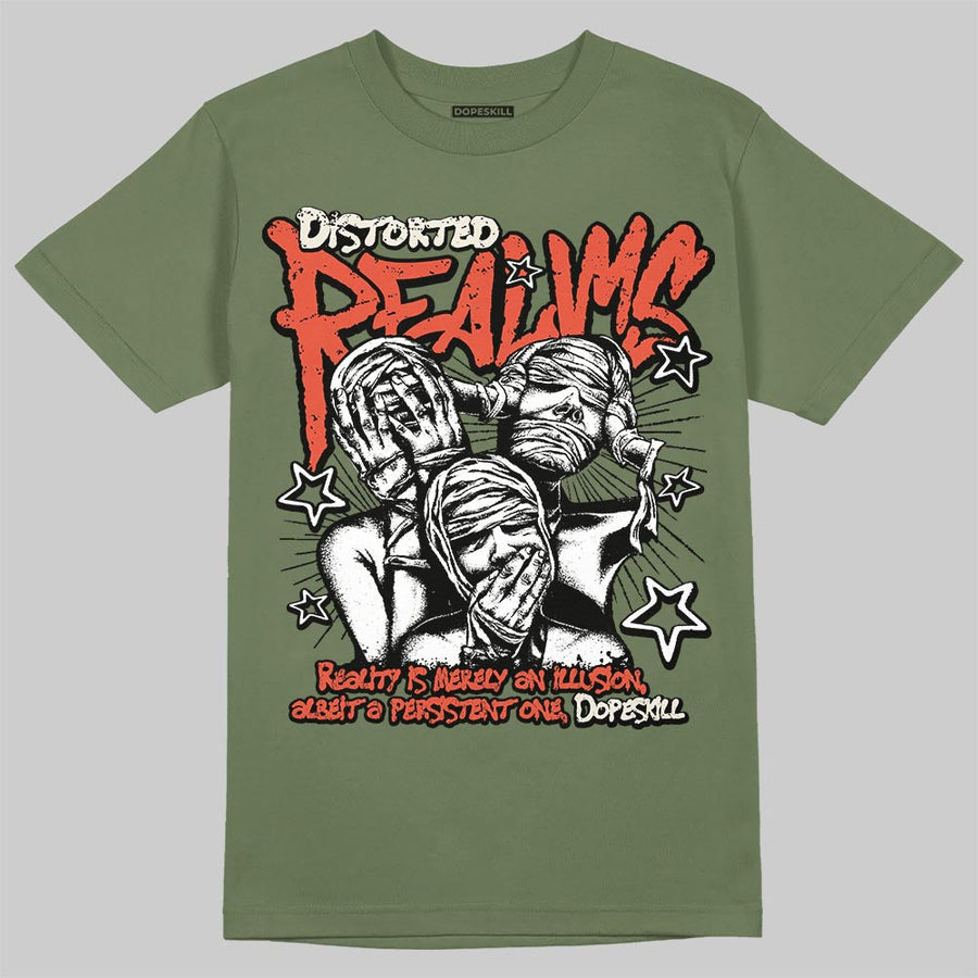Medium Olive 3s DopeSkill T-Shirt Distorted Realms Graphic