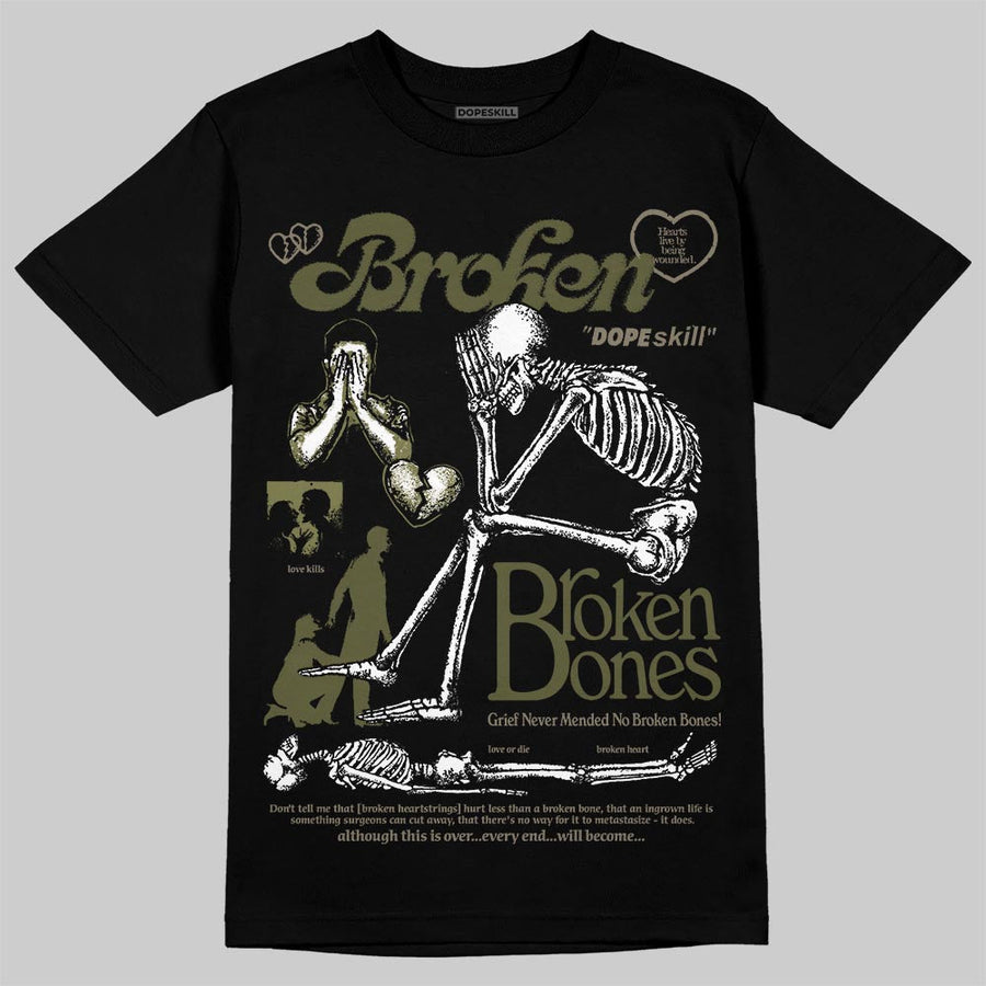 Medium Olive 3s DopeSkill T-Shirt Broken Bones Graphic