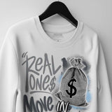 Wolf Grey 5s DopeSkill Sweatshirt Real Ones Move In Silence Graphic
