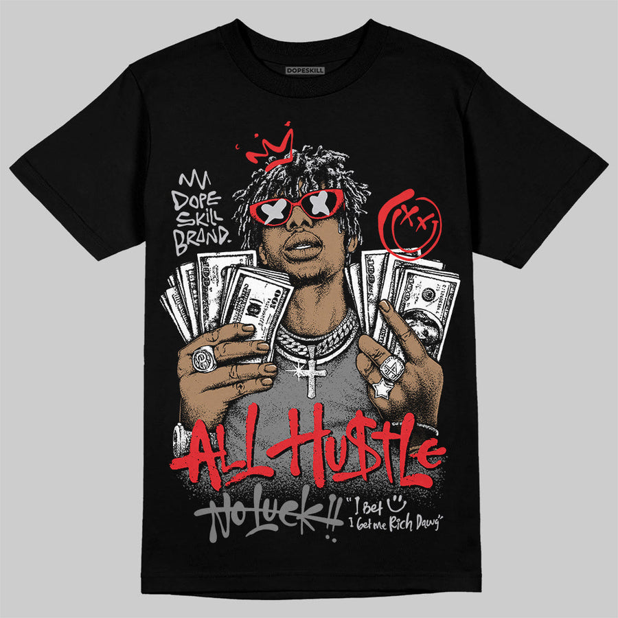 Grey 'All Hustle No Luck' DopeSkill Graphic T-Shirt