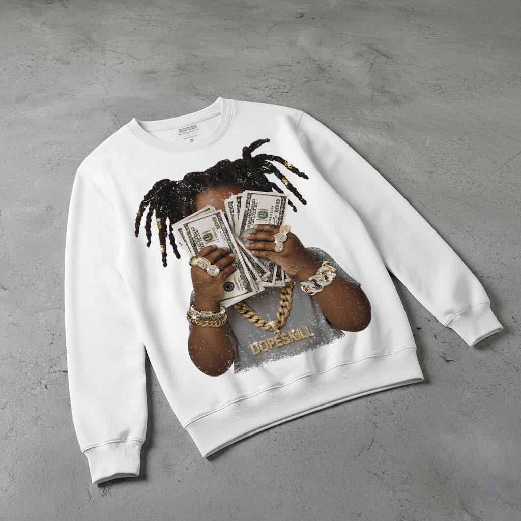 Wolf Grey 5s DopeSkill Sweatshirt Rich Youth Graphic