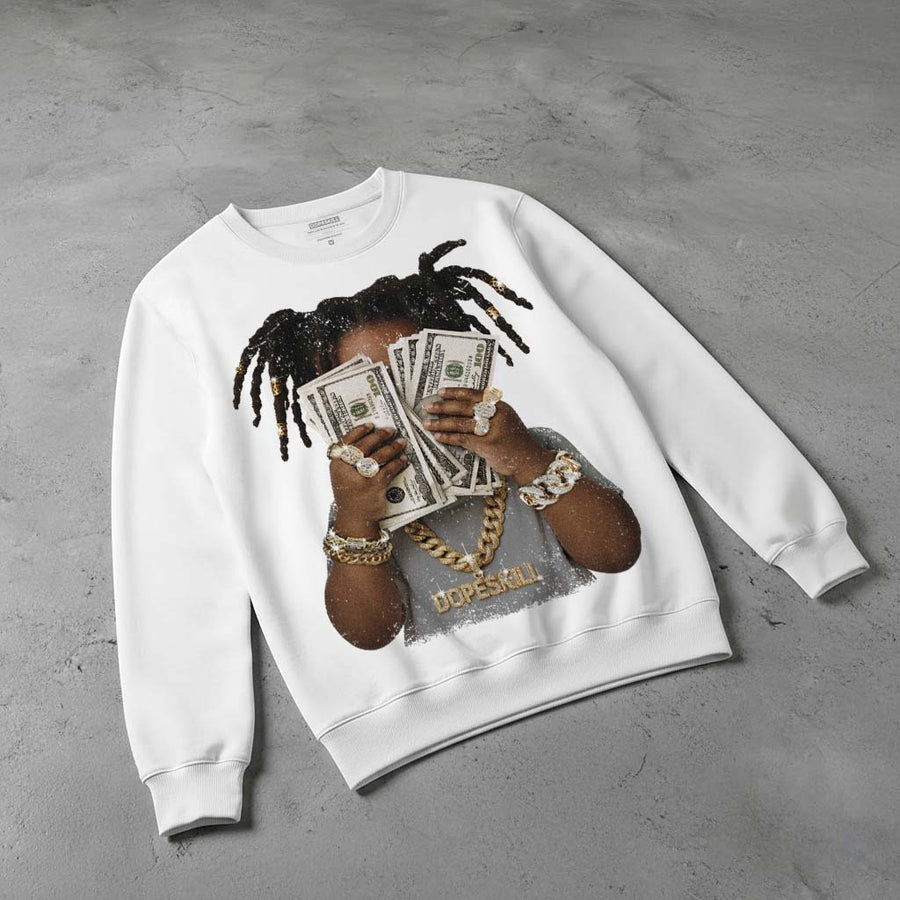 Wolf Grey 5s DopeSkill Sweatshirt Rich Youth Graphic