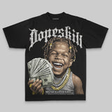 Grey Oversize Print Money Loves Me DopeSkill Graphic T-shirt