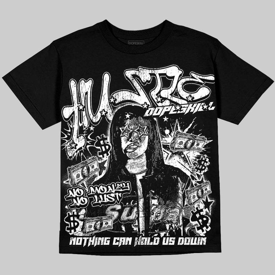 Dunk Panda White Black Oversize Print 'No Money No Lust' DopeSkill Graphic T-shirt