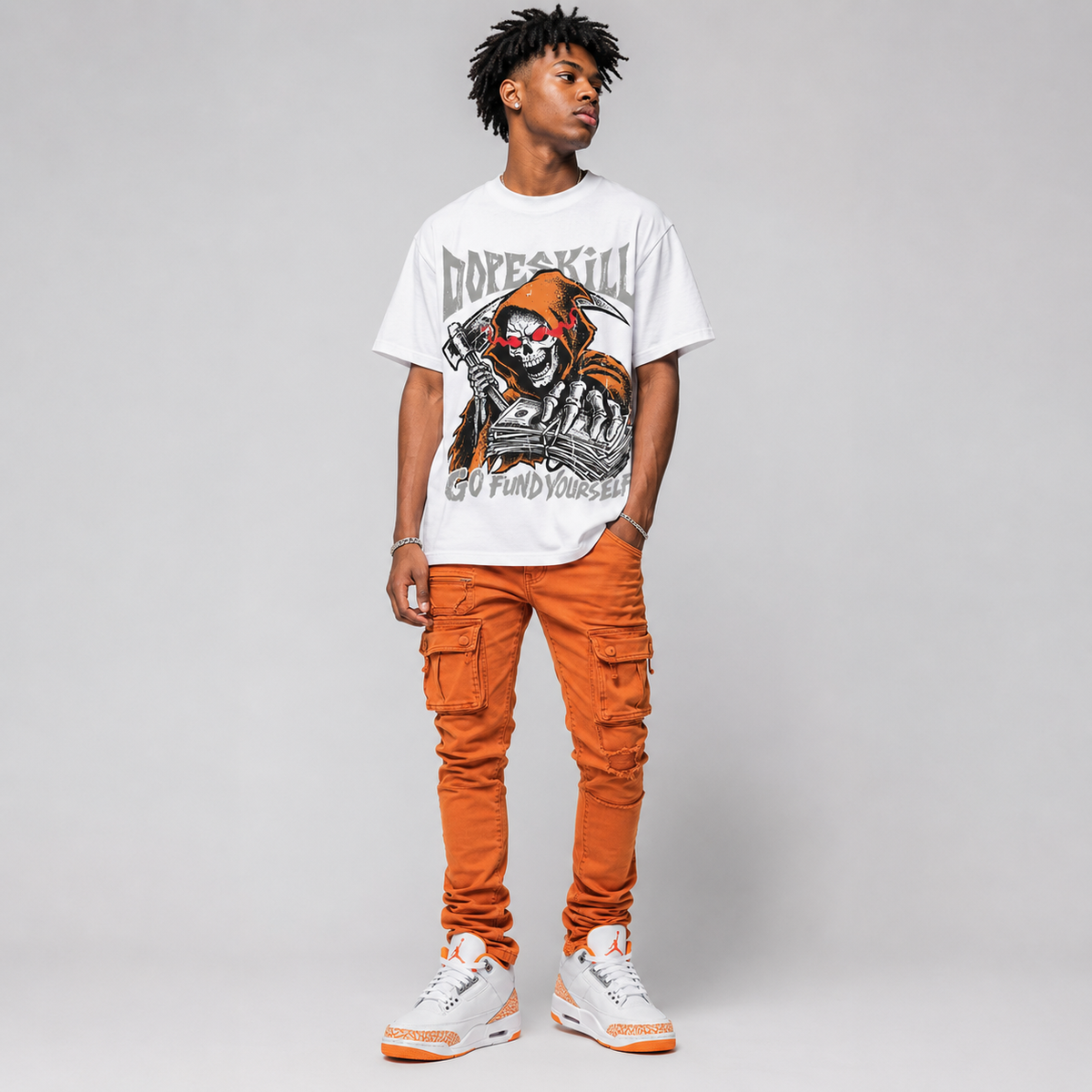 'Orange Citrus' 3s DopeSkill T-Shirt Go Fund Yourself Graphic