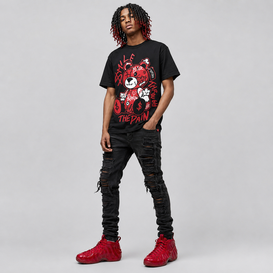 Foamposite One "Gym Red" DopeSkill T-Shirt Smile Through The Pain Graphic