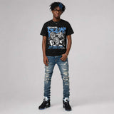 Black University Blue 5s DopeSkill T-Shirt Distorted Realms Graphic