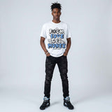 Black University Blue 5s DopeSkill T-Shirt F#ck Love Get Money Graphic