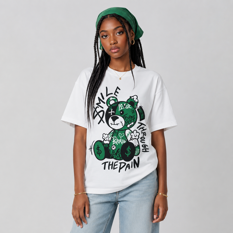 Pine Green 1s DopeSkill T-Shirt Smile Through The Pain Graphic