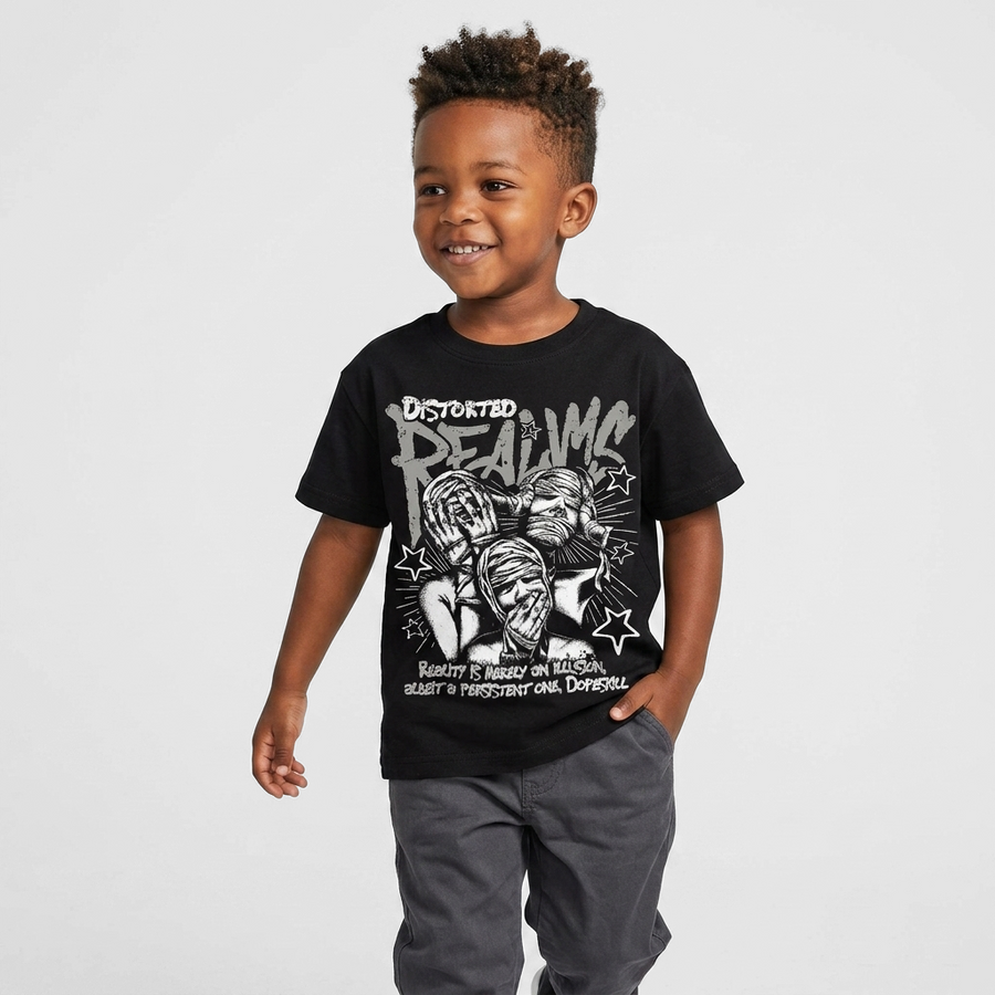 White Metallic 5s DopeSkill T-Shirt Distorted Realms Graphic