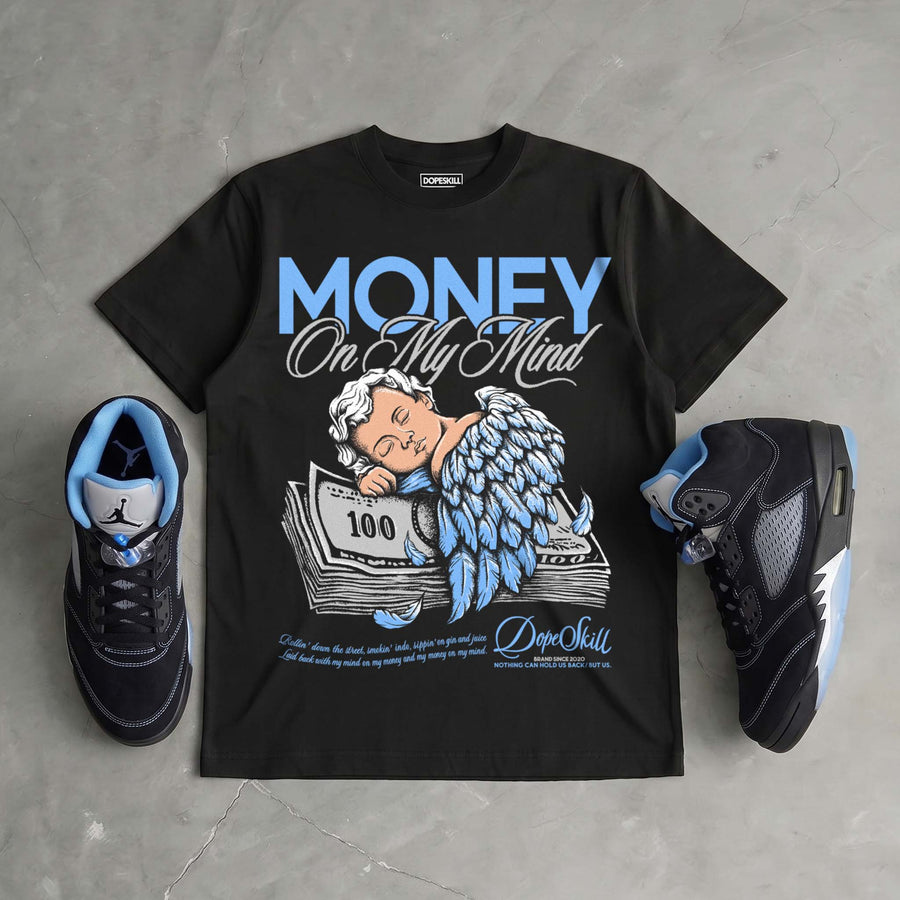 Black University Blue 5s DopeSkill T-Shirt MOMM Graphic