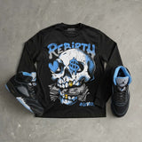 Black University Blue 5s DopeSkill Long Sleeve T-Shirt Rebirth Graphic