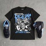 Black University Blue 5s DopeSkill T-Shirt Distorted Realms Graphic