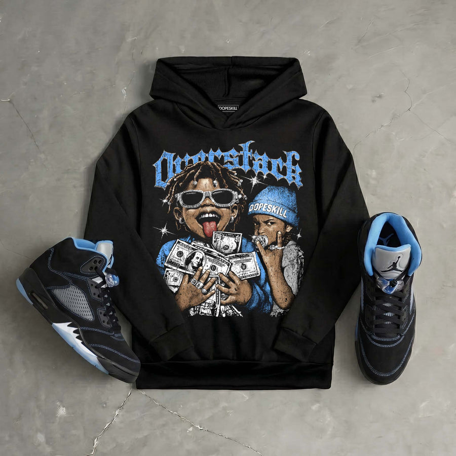 Black University Blue 5s DopeSkill Hoodie Sweatshirt Overstack Graphic