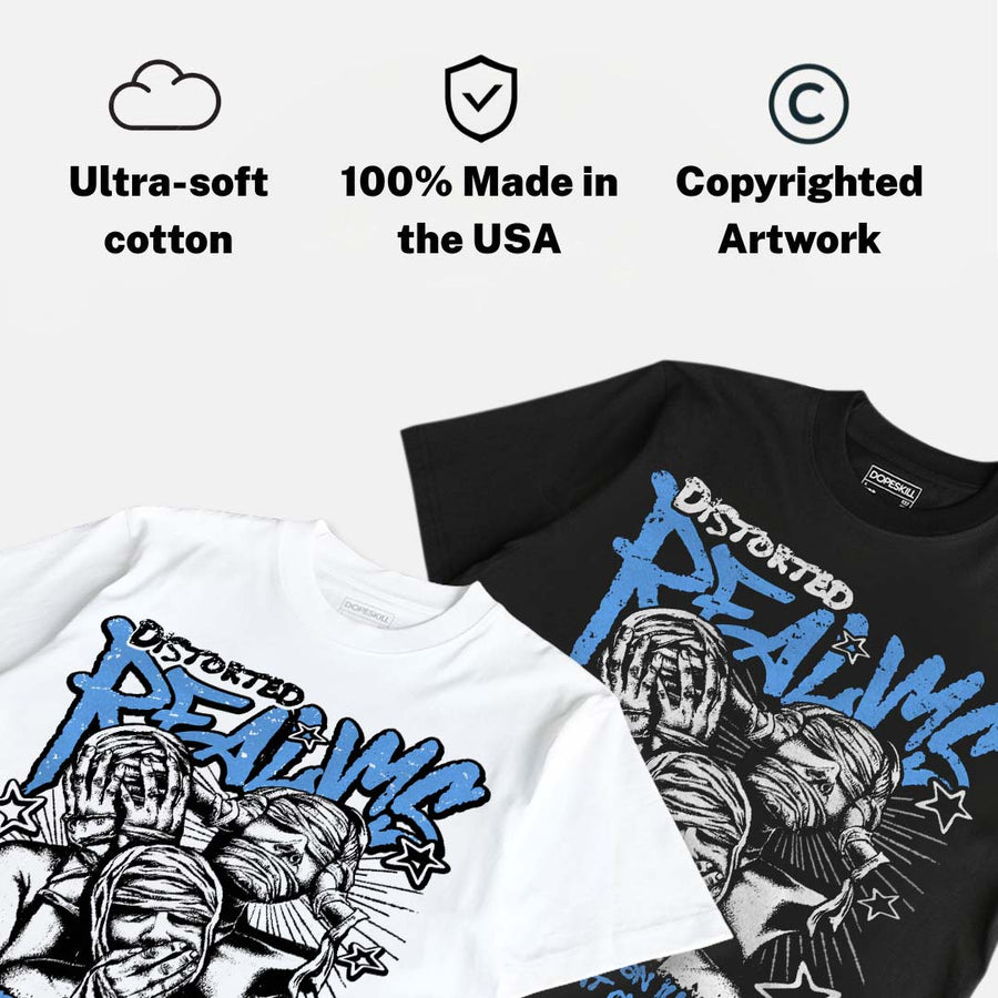 Black University Blue 5s DopeSkill T-Shirt Distorted Realms Graphic