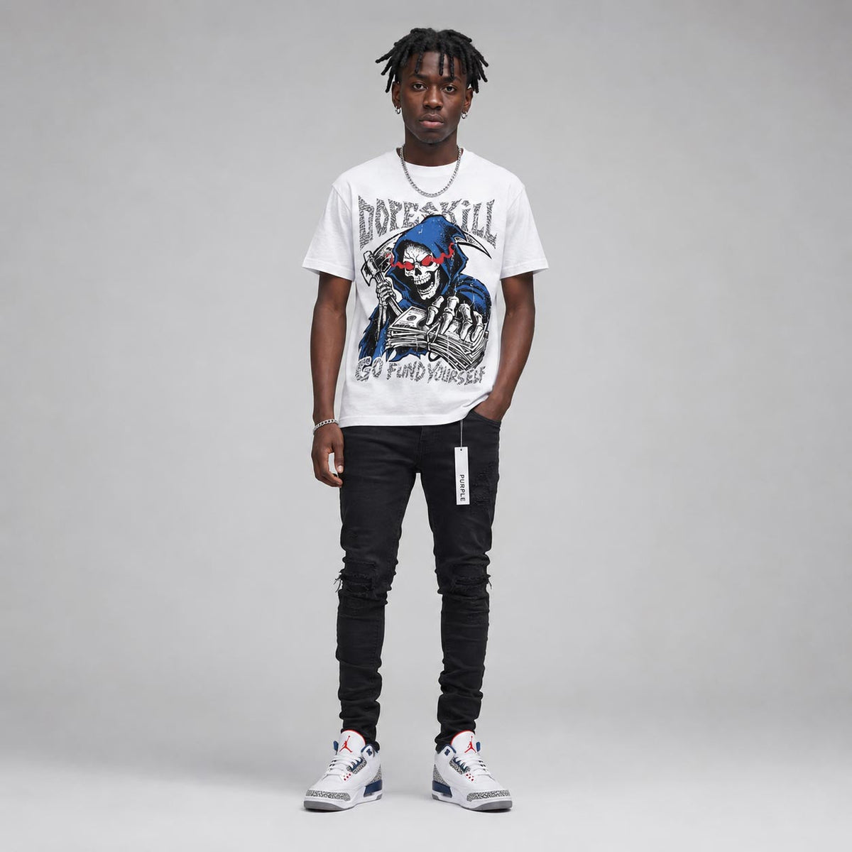 “True Blue” 3s DopeSkill T-Shirt Go Fund Yourself Graphic