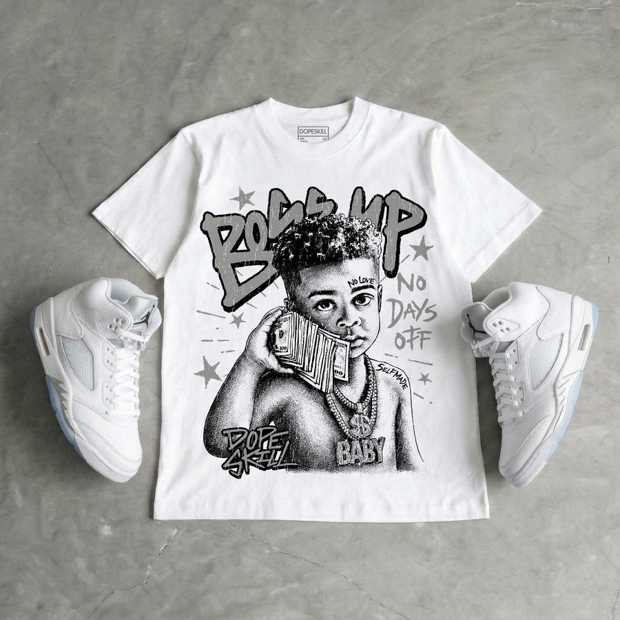 White Metallic 5s DopeSkill T-Shirt Boss Up Graphic