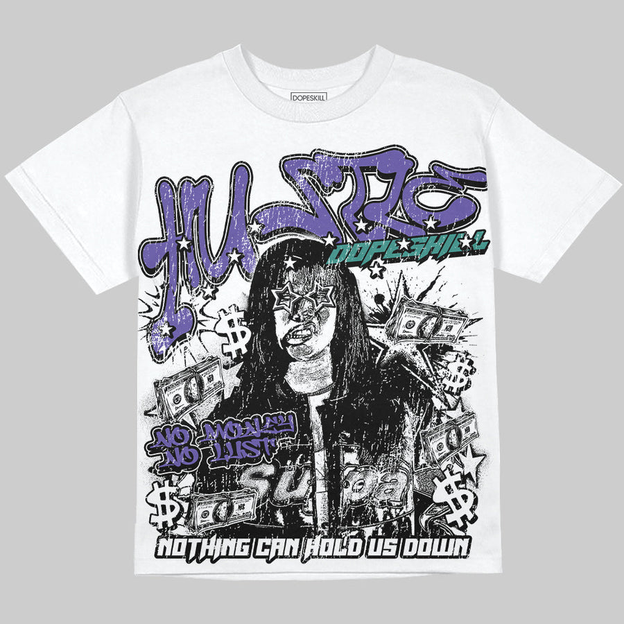 Grape 5s Oversize Print 'No Money No Lust' DopeSkill Graphic T-shirt
