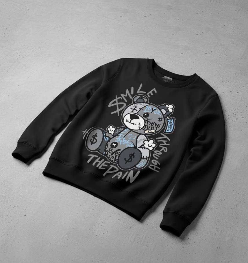 Wolf Grey 5s DopeSkill Sweatshirt Smile Through The Pain Graphic