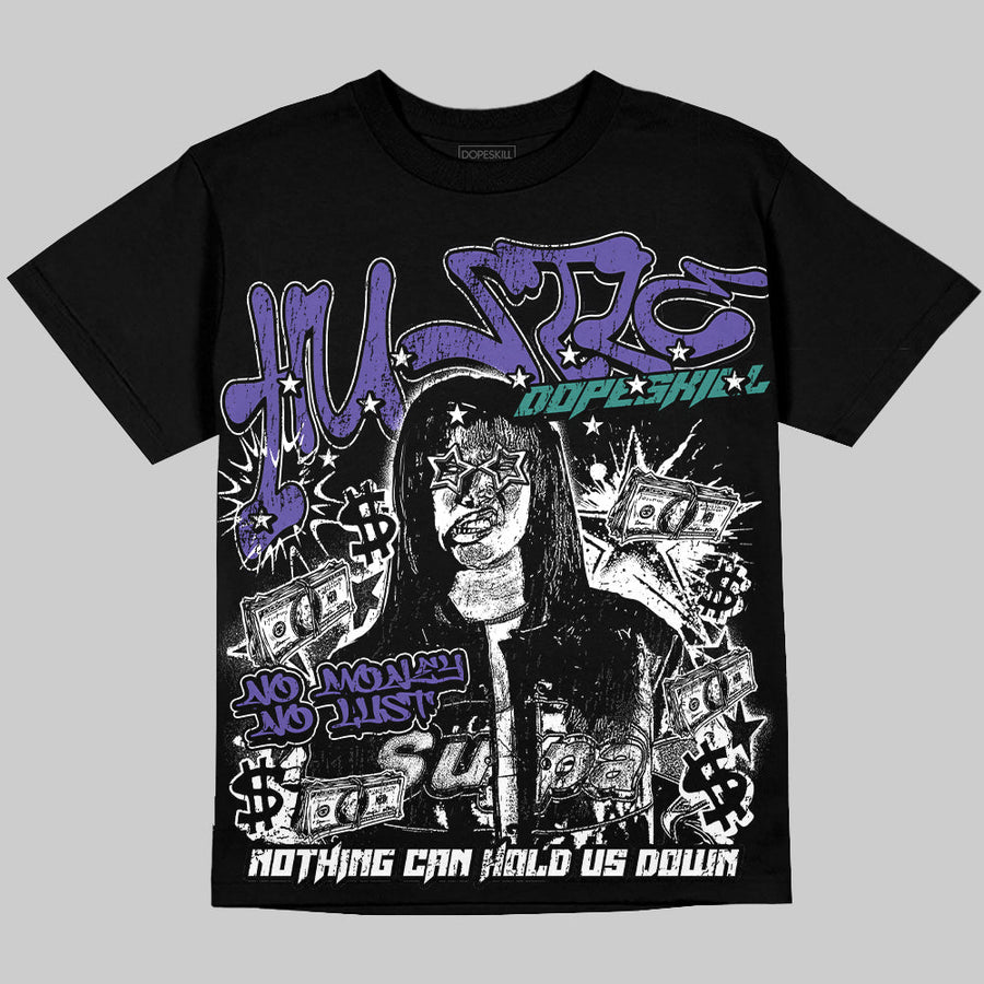 Grape 5s Oversize Print 'No Money No Lust' DopeSkill Graphic T-shirt