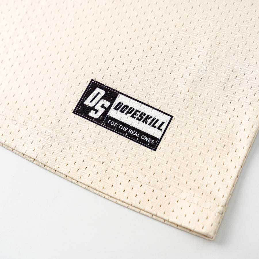 DopeSkill Oversized Jersey Streetwear Graphic Tee Cool V-Neck Beige T-Shirt Fire 26 Graphic