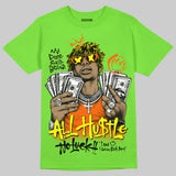 Neon Green 'All Hustle No Luck' DopeSkill Graphic T-Shirt
