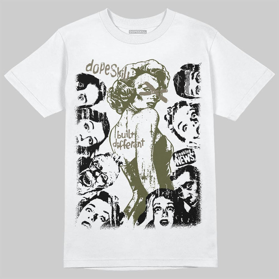 Medium Olive 3s DopeSkill T-Shirt Built Different Graphic